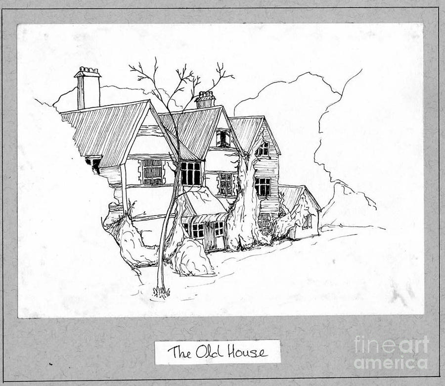 The Old House Drawing by Gill Kaye
