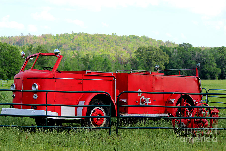 The Old Red Fire Engine Photograph by Kathy  White