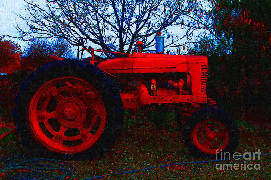 Transportation Photograph - The Old Red Tractor . 7D10320 by Wingsdomain Art and Photography