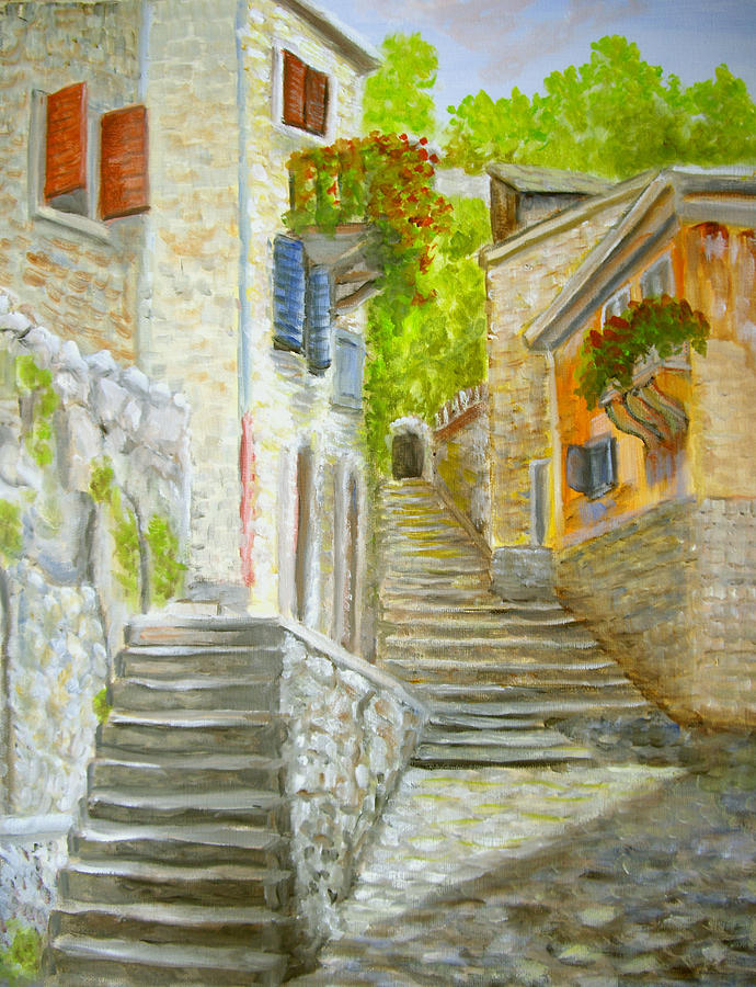 The old town Painting by Katalin Luczay