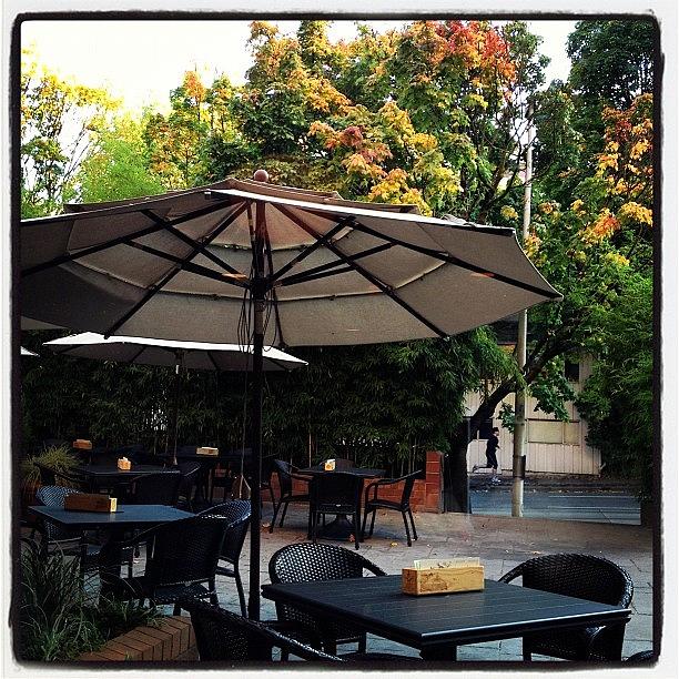 Pdx Photograph - The Outdoor Seating On The Patio And by Rachel Houghton