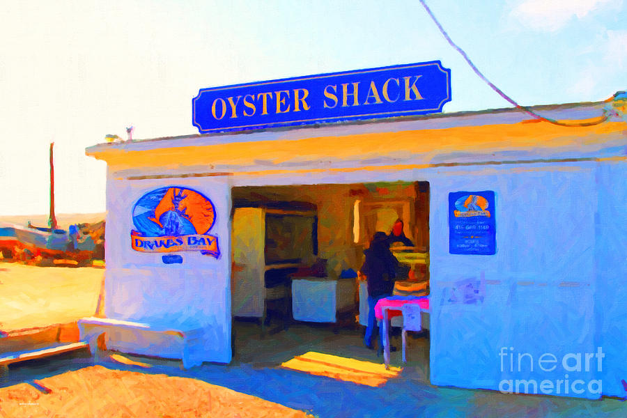 The Oyster Shack at Drakes Bay Oyster Company in Point Reyes . 7D9832 . Painterly Photograph by Wingsdomain Art and Photography