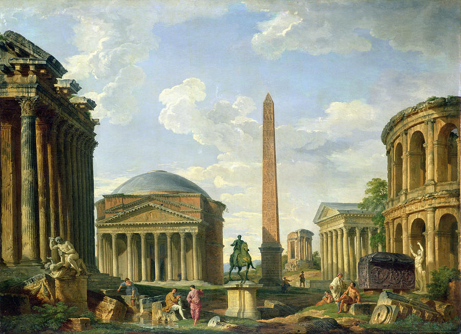 The Pantheon and other Monuments 1735 Painting by Giovani Paolo Panini ...