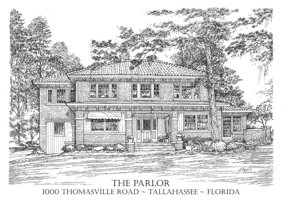 The Parlor Tallahassee Florida Drawing by Audrey Peaty