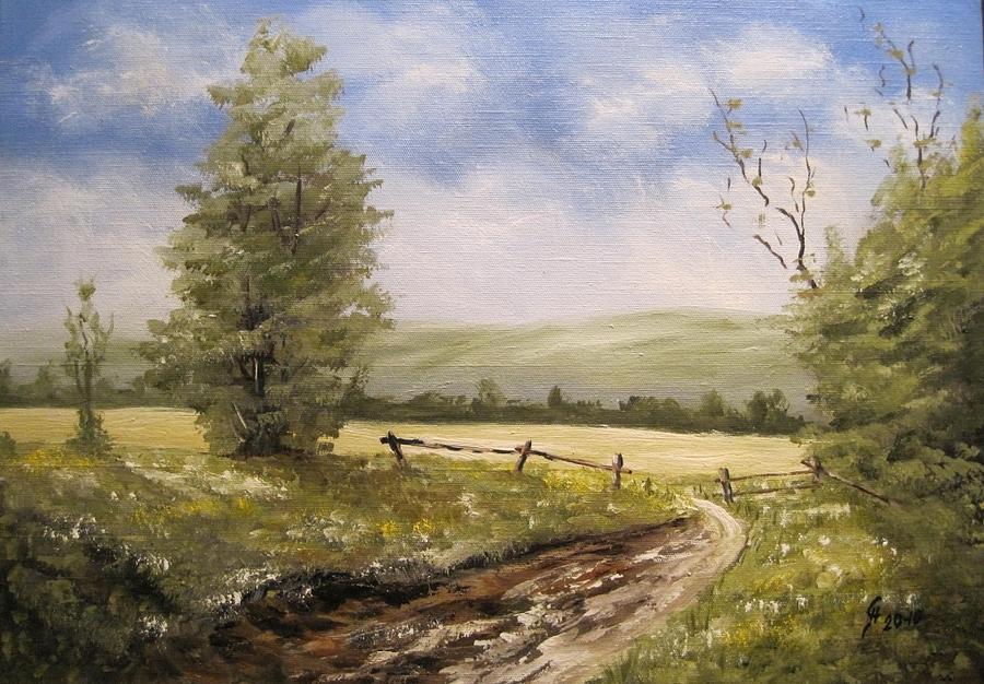 The path to pastures Painting by Jiri Chmelar - Fine Art America