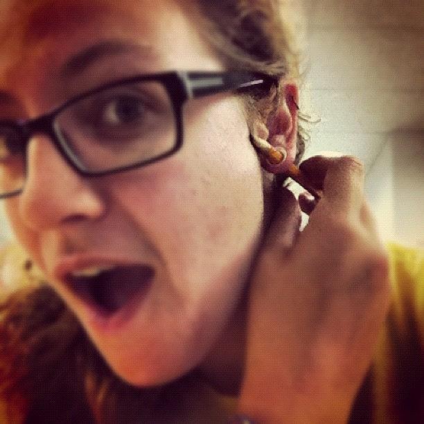 Pencil Photograph - The Pencil Goes Through My Ear! #gauges by Hollyan Trainer