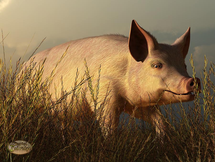 The Pink Pig Digital Art by Daniel Eskridge