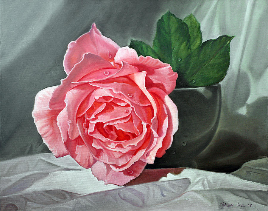 The Pink Rose Painting by Elizabeth Shafer - Fine Art America