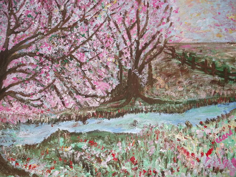 The Pink Tree Painting by Clare Ventura