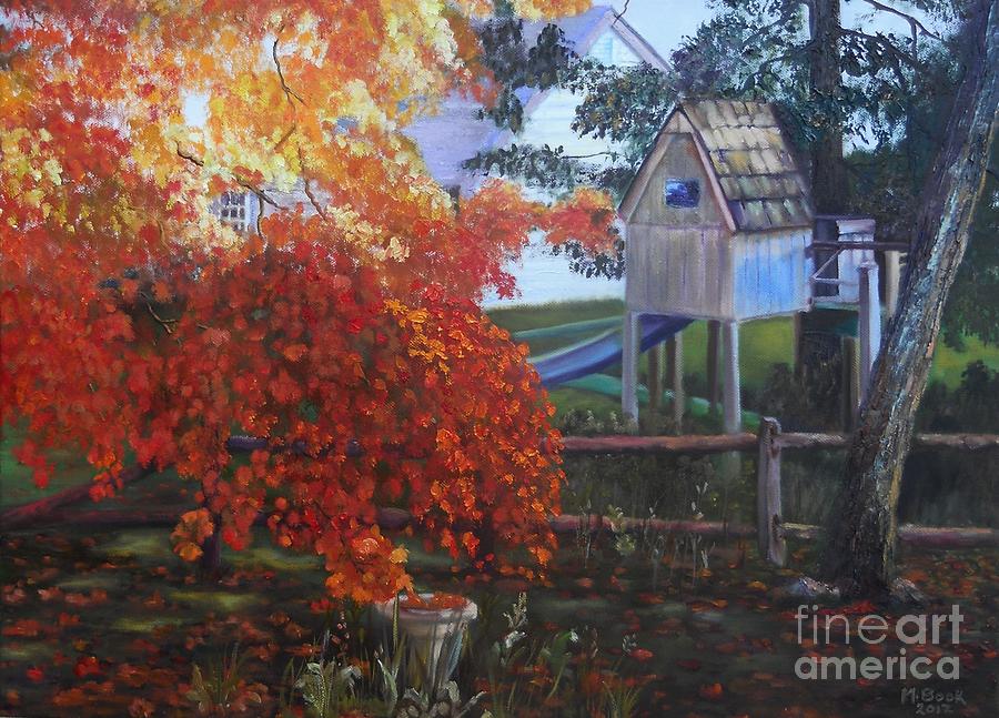 The Playhouse in Fall Painting by Marlene Book