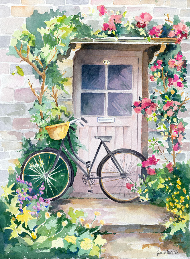 Rose Painting - The pleasure of biking in England by Jean Walker White