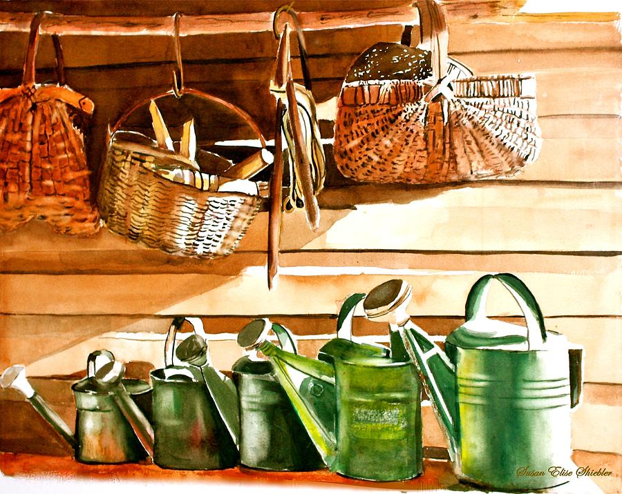 The Potting Shed Painting by Susan Elise Shiebler