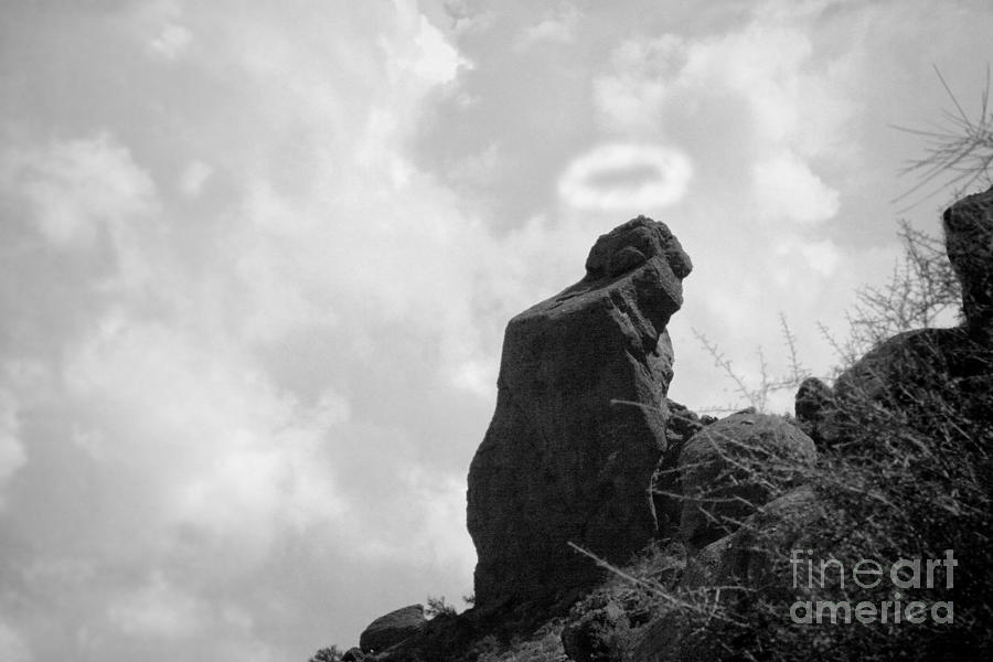 The Praying Monk with Halo - Camelback Mountain BW Photograph by James BO Insogna