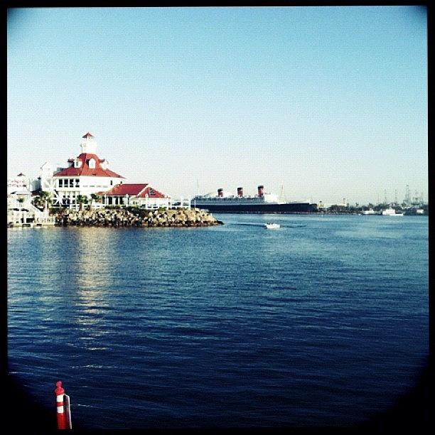 Summer Photograph - The Queen Mary, Shoreline Village And by Vicki Damato