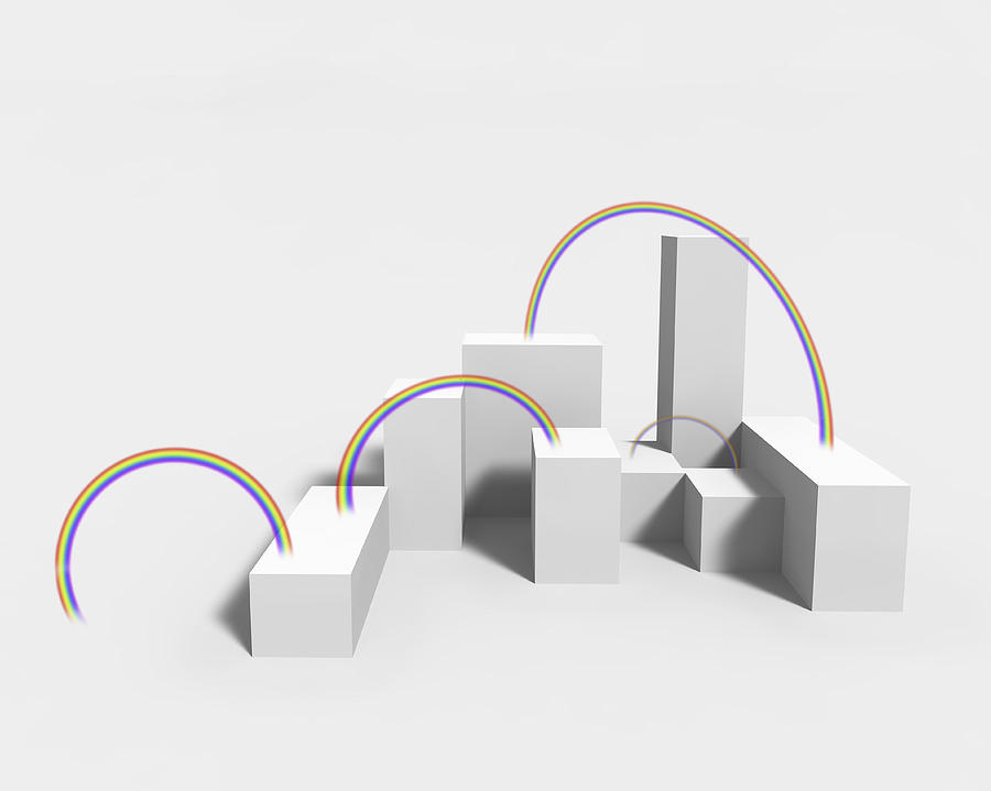 Cube Digital Art - The Rainbow On White Background by Yagi Studio