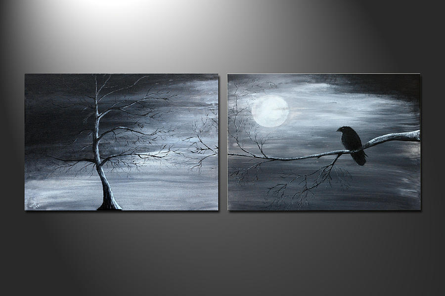 THE RAVEN with piece 1 and 2 Painting by Gray  Artus