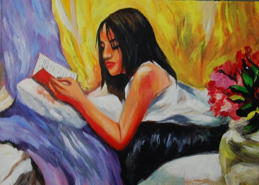The reader Painting by Parag Pendharkar