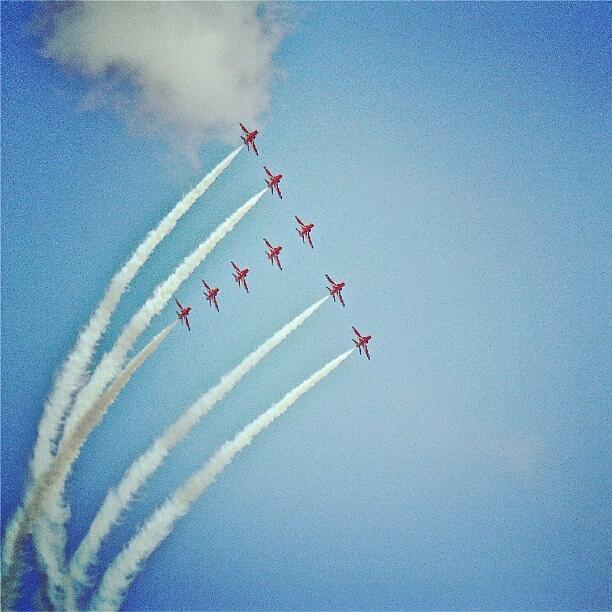 Summer Photograph - The Red Arrows At The British Grand by Jonny Luter