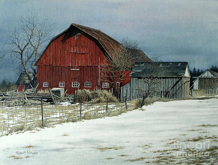The Red Barn Painting by Robert Hinves