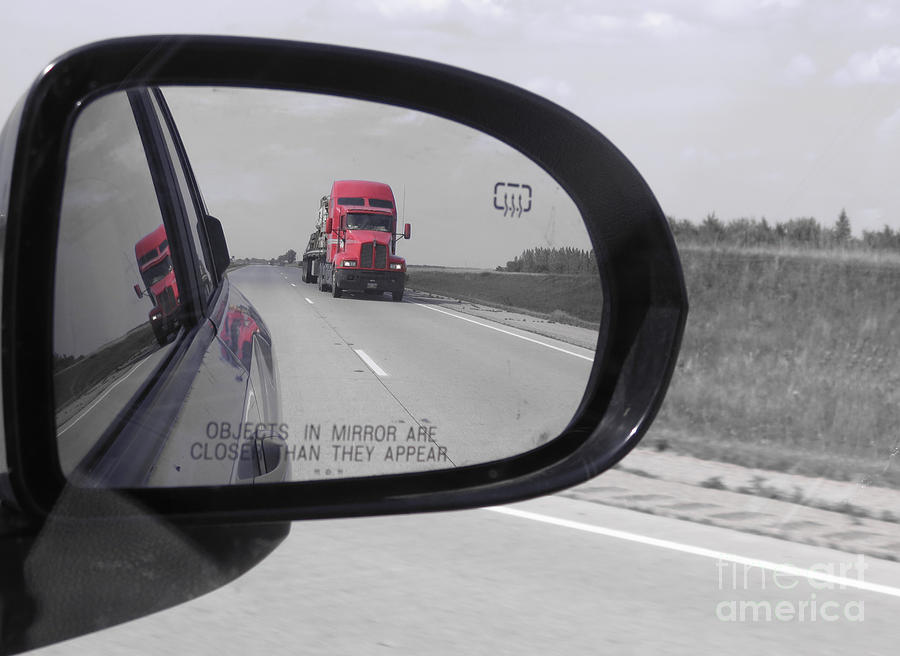 Transportation Photograph - The Red Truck. Mirror reflections. by Ausra Huntington nee Paulauskaite