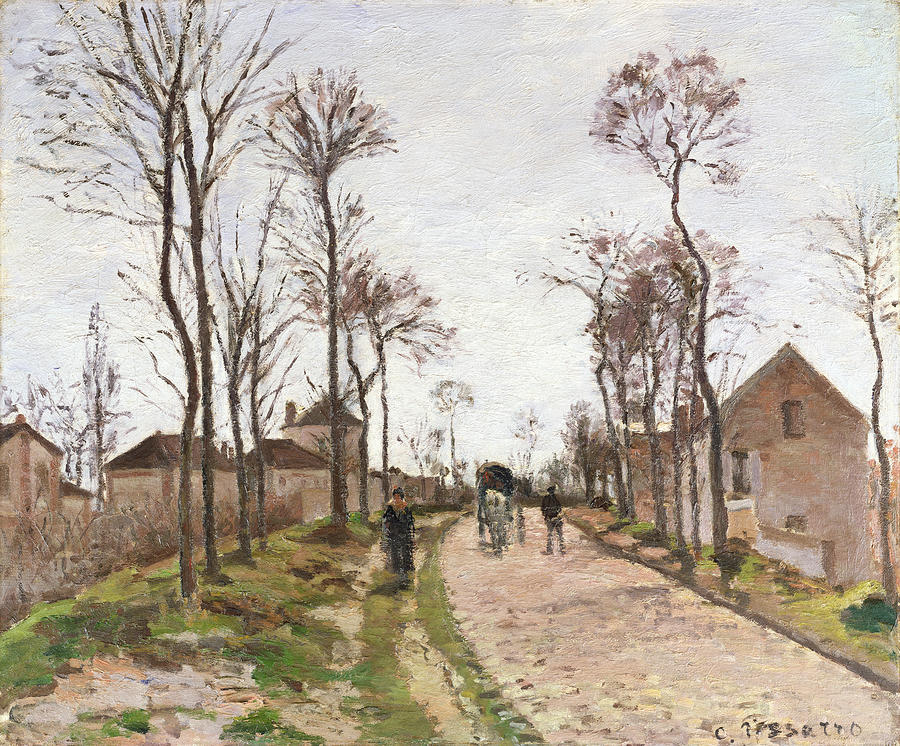 The Road to Saint Cyr at Louveciennes Painting by Camille Pissarro