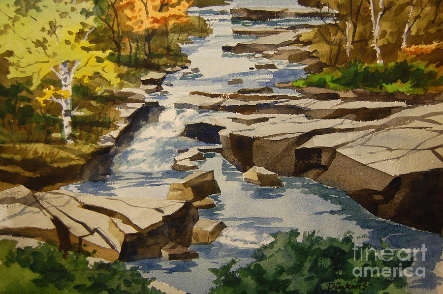 Waterfall Painting - The Rocky by Bill Dinkins