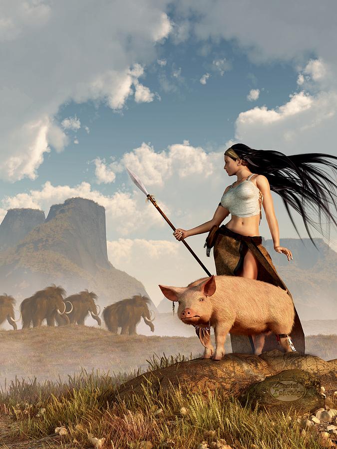 The Savage Hunting Pig Digital Art by Daniel Eskridge