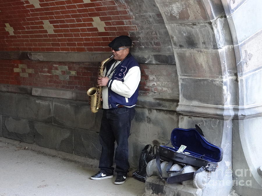 The Sax Player at Central Park 1 Photograph by Padamvir Singh