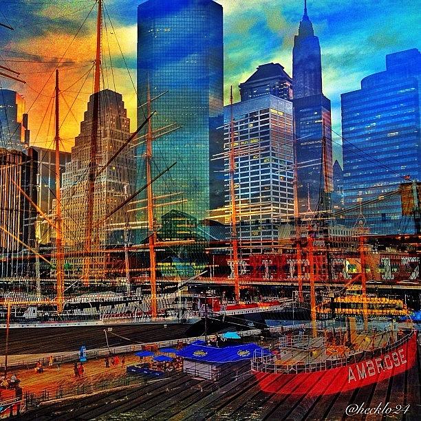 Sunset Photograph - The Seaport  #newyorkcity by Hector Lopez ✨