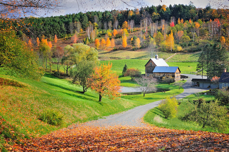Woodstock vermont fall Classic - Sleepy Hollow Farm Photograph by Photos by Thom