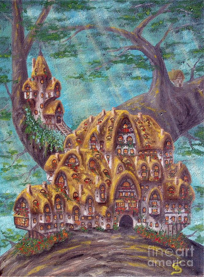 The Small Straddle House from Arboregal-The Lorn Tree Book Painting by Dumitru Sandru