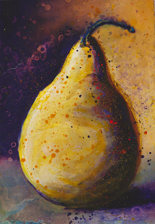 The Solitary Pear Painting by Cindy Johnston