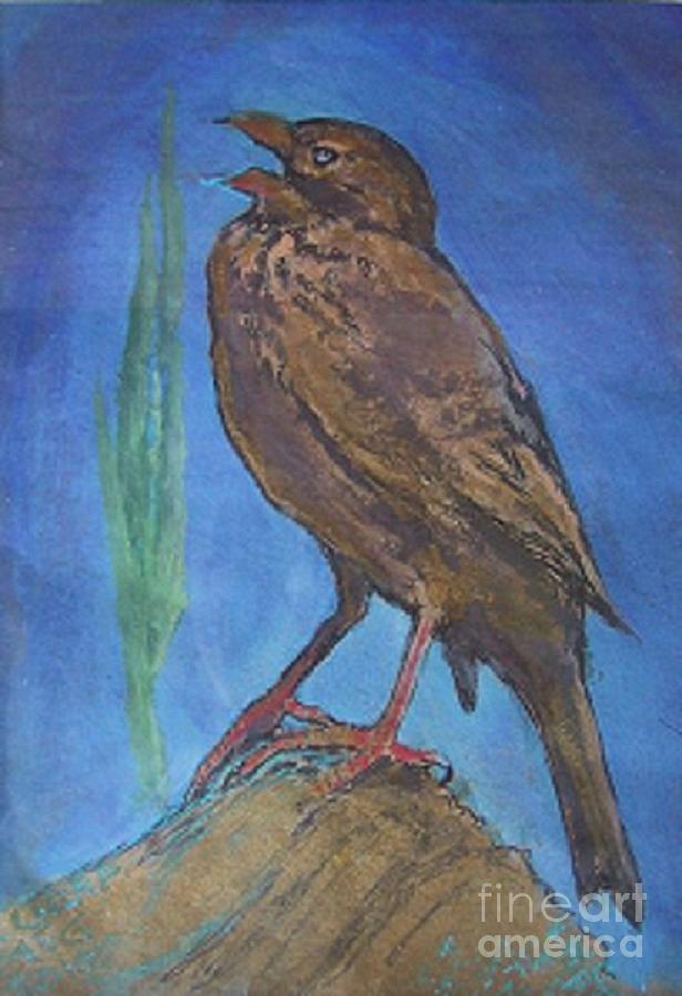 Songbird Painting - The songbird by Maria Elena Gonzalez