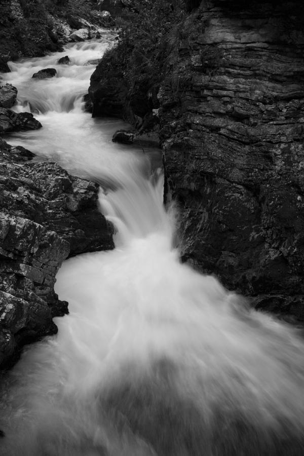 The Soteska Vintgar gorge in Black and White Photograph by Ian Middleton