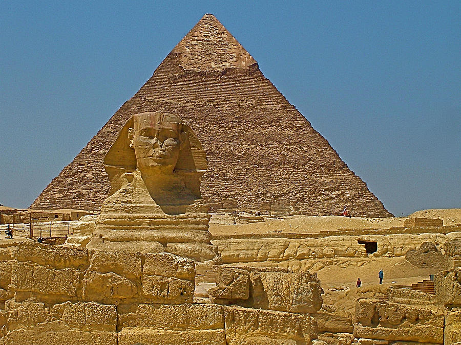 The Sphinx In Front Of Chephren Pyramid On The Giza Plateau Photograph ...