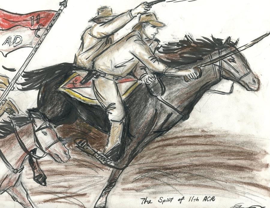 the spirits of 11th Armor Cavalry Regiment Drawing by Beini Bao