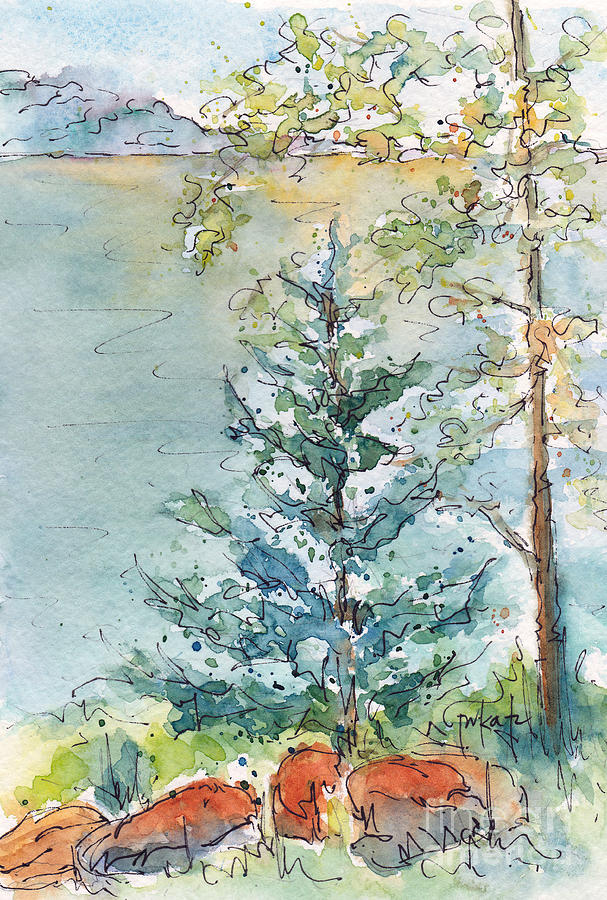 The Spruce And The Poplar Painting by Pat Katz