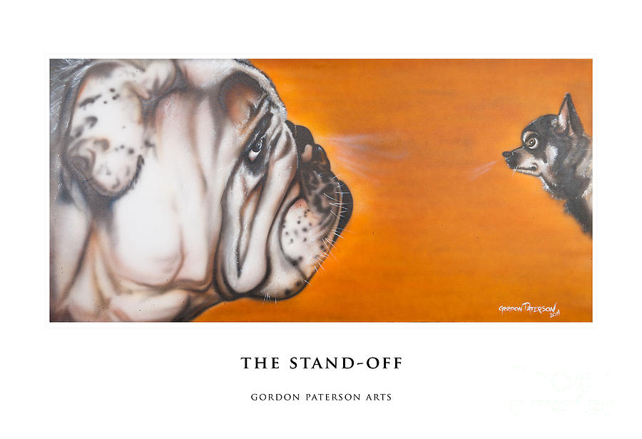 Bulldog Painting - The Stand Off by Gordon Paterson Bulldog Painting - The Stand Off by Gordon Paterson