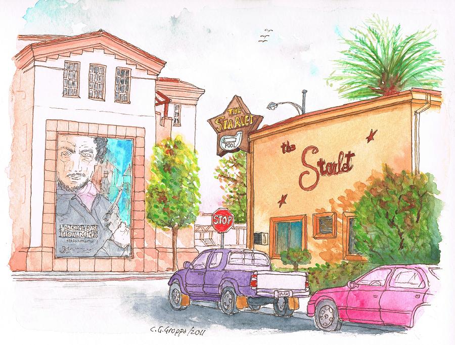 The Starlet Motel and Warner Bros offices in Burbank - California Painting by Carlos G Groppa