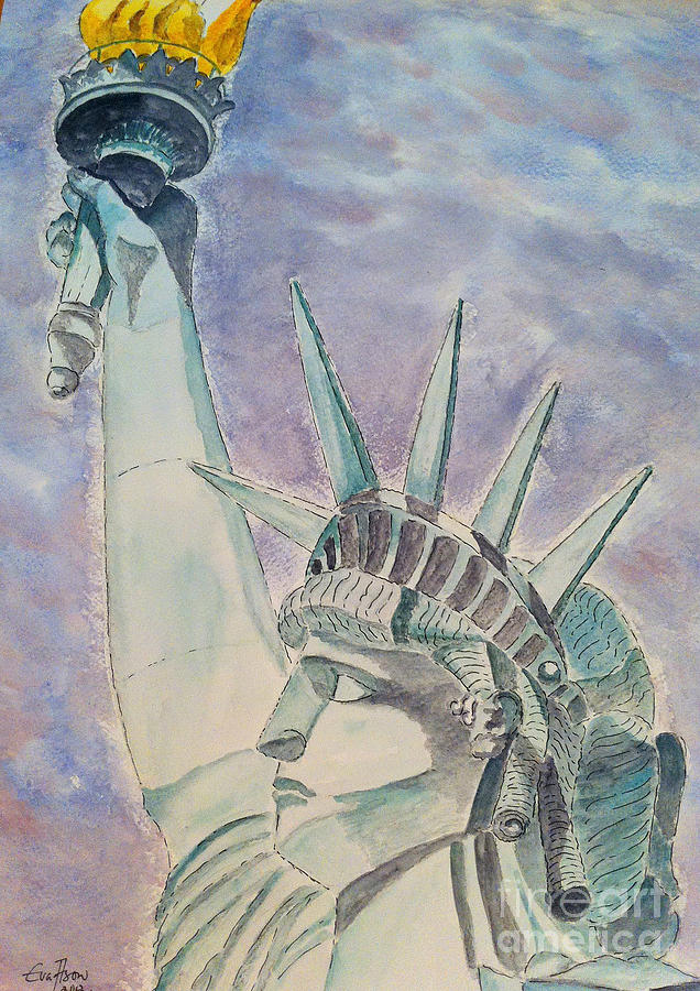 City Painting - The Statue of Liberty by Eva Ason