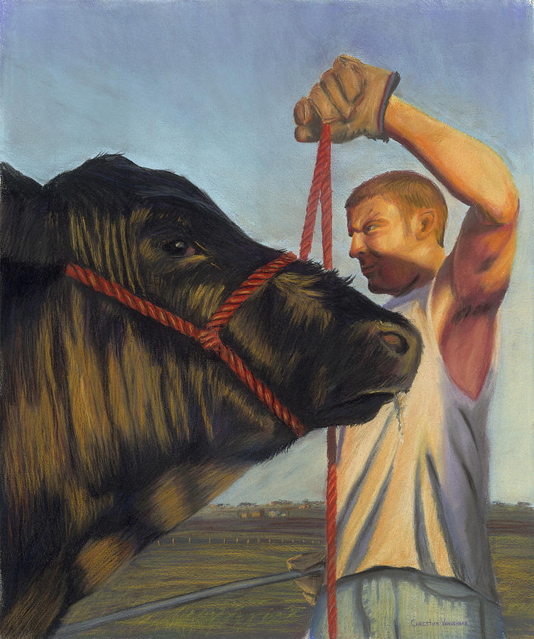 Bull Pastel - The Steer by Christian Vandehaar