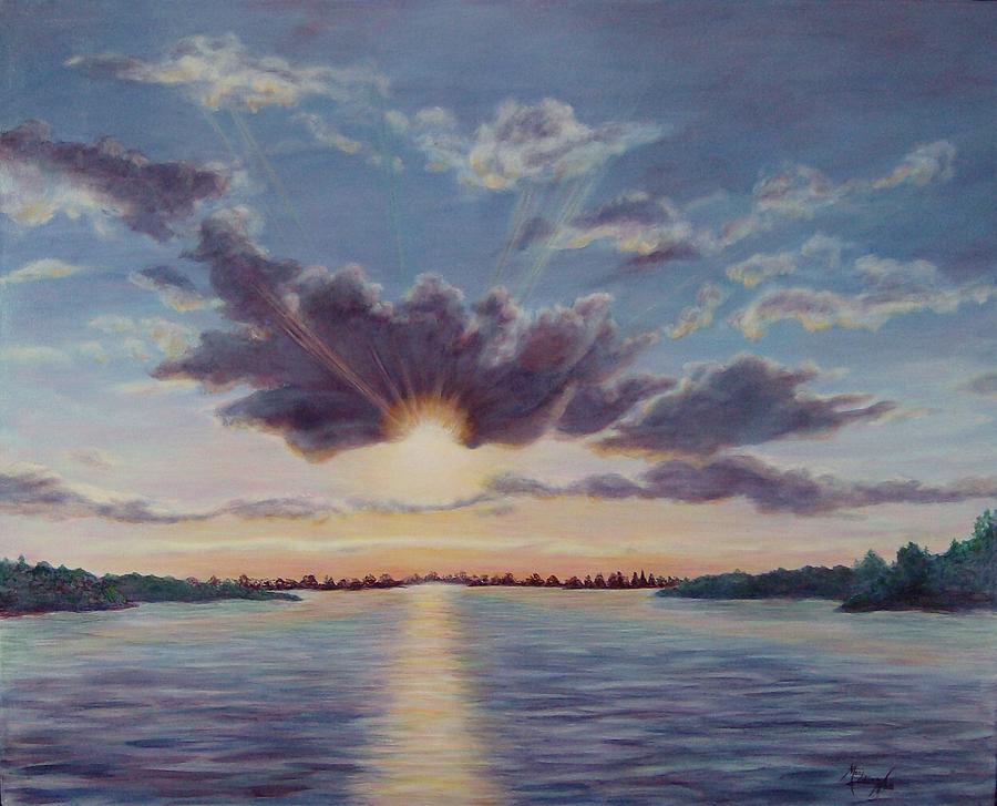 Sunset Painting - The Sun Ariseth and The Sun Goeth Down by Mary Lillian White