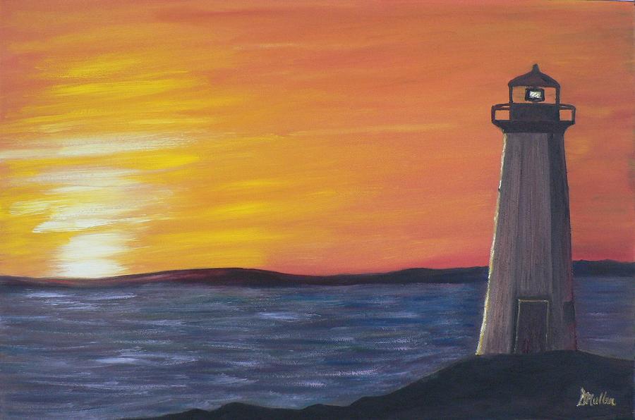 The Sun Setting Painting by Donna Muller