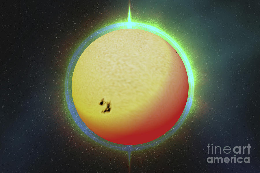 Space Digital Art - The Sun With A Colorful Aura by Corey Ford