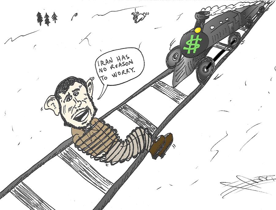 The train heads for Mahmoud Ahmedinajad caricature Mixed Media by OptionsClick BlogArt