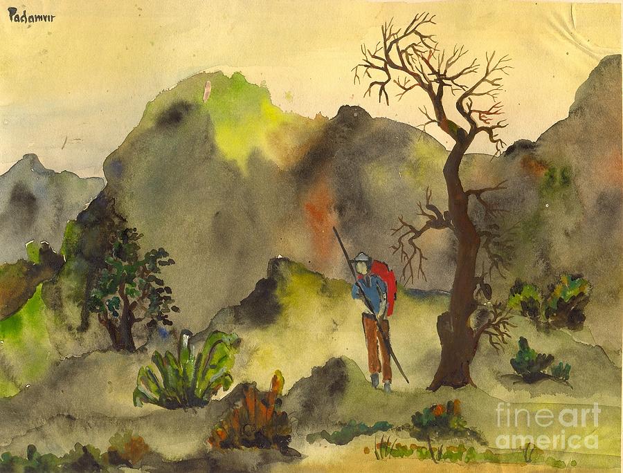 The Trekker Painting by Padamvir Singh