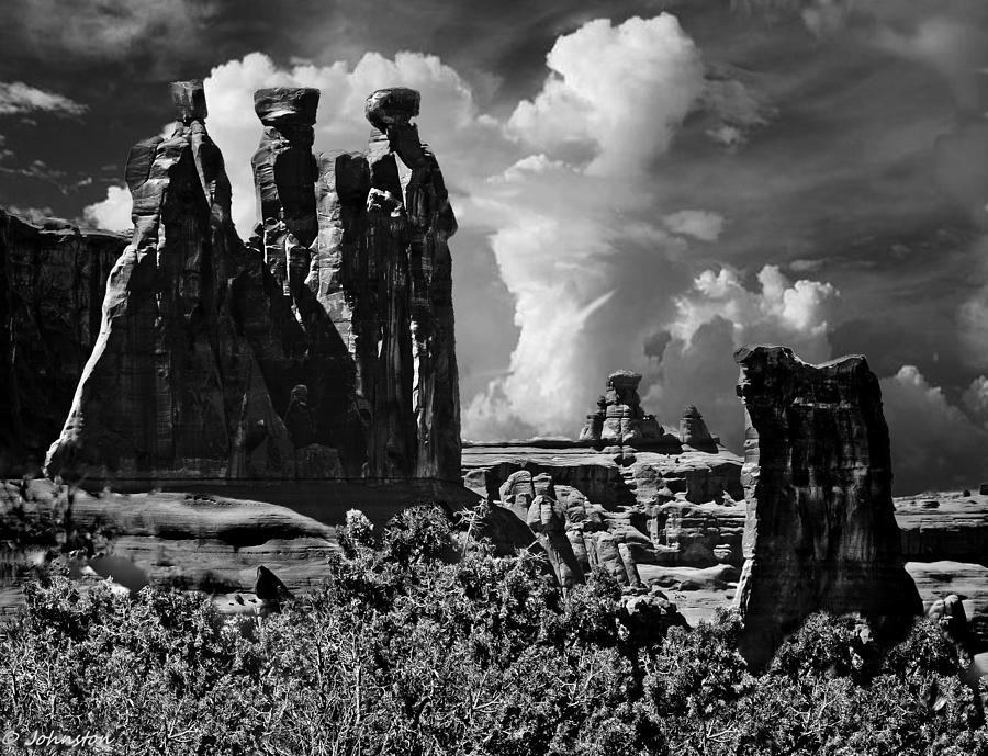 Desert Digital Art - The Tribunal Arches National Park by Bob and Nadine Johnston