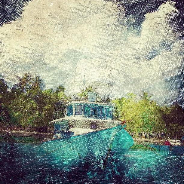 Instagram Photograph - The Turquoise Boat #instagram #iphoneart by Abid Saeed