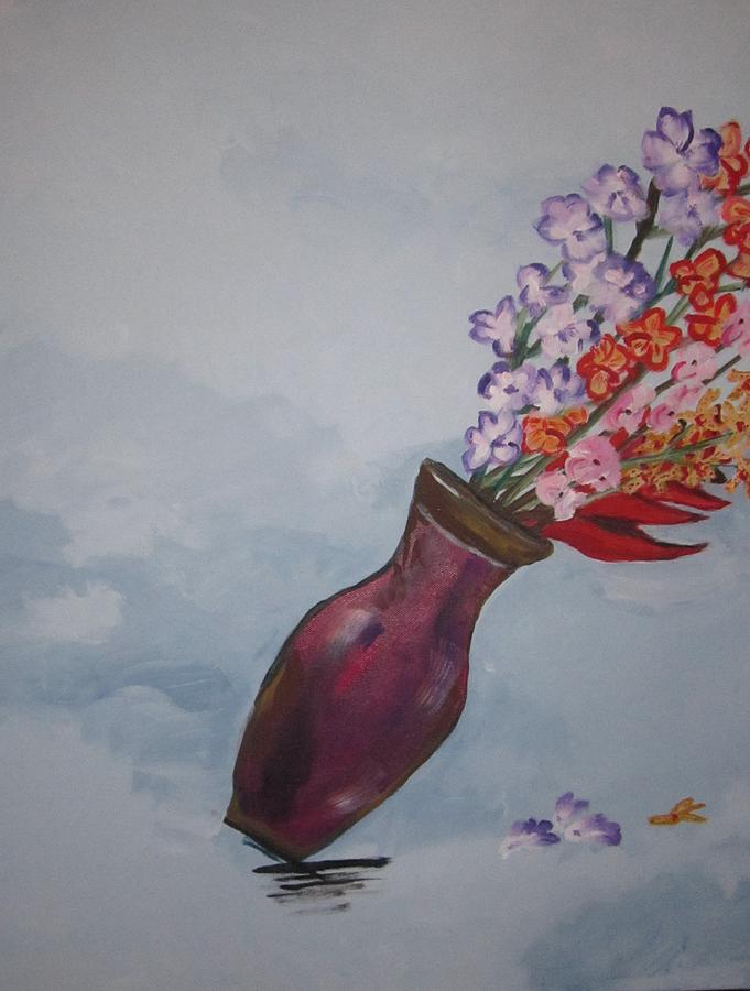 The vase topples Painting by Jennylynd James