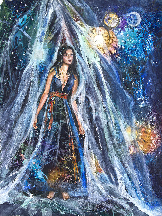 Fantasy Painting - The Veil is Parted The Three Fates II by Patricia Allingham Carlson